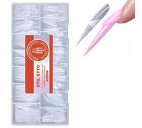 Lot de 150 modèles d'extension d'ongles en acrylique transparent, double forme pour manucure, nail art