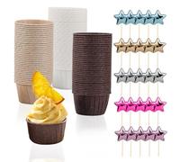 Lot de 150 moules à cupcakes, 25 plugins pentagramme, plateau à muffins, boîtes à muffins, boîtes à muffins, moules à gâteau curling, gobelets en papier pour fêtes d'anniversaire, fêtes de Noël.