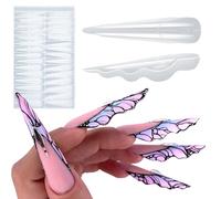 Lot de 150 moules à ongles sur le thème des papillons avec plusieurs tailles de ballet et styles chinois artificiels pour artistes et salons de coiffure