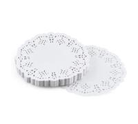 Lot de 150 Napperon en Papier Rond, Papier Rond en Dentelle Blanche 6,5 pouces pour mariage, anniversaire, gâteaux, desserts, vaisselle, décoration alimentaire