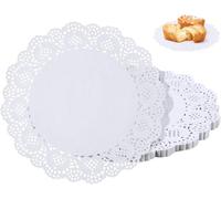 Lot de 150 napperons ronds jetables en papier blanc de 15,2 cm pour buffet, gâteau, aliments frits, fête, mariage, vaisselle, décoration, linge de cuisine et de table jetables