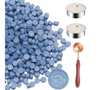 Lot de 150 perles de cire octogonale noire avec 2 bougies à thé et 1 cuillère à fondre pour artisanat, lettre, vin, cartes de vœux, scellage (150, bleu haze)