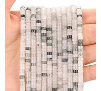 Lot de 150 perles d'espacement en jade iceberg naturel, semi-précieuses, rondes, plates, en pierre Heishi, pour la fabrication de bijoux - 4 x 2 mm, 38 cm