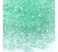 Lot de 150 perles en acrylique transparent en forme de fleur pastel avec trou pour loisirs créatifs, carillon, attrape-soleil, colliers, bracelets, boucles d'oreilles, fabrication de bijoux (vert lac)