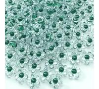 Lot de 150 perles en acrylique transparent en forme de fleur pastel avec trou pour loisirs créatifs, carillon, attrape-soleil, colliers, bracelets, boucles d'oreilles, fabrication de bijoux (vert