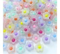 Lot de 150 perles en acrylique transparent en forme de fleur pastel avec trou pour loisirs créatifs, carillons, attrape-soleil, colliers, bracelets, boucles d'oreilles, fabrication de bijoux (mélange