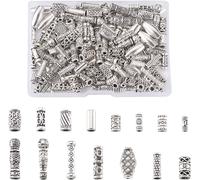 Lot De 150 Perles En Forme De Colonne En Argent Tibétain-15 Styles-Tube Métallique-Perles D'espacement Pour La Fabrication De Bijoux-Trou : 1,5 À 3 Mm
