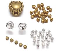 Lot de 150 perles intermédiaires en métal - 6 mm - En forme de cœur - Avec trou - Argenté/doré - Accessoires de bijoux pour perles, bracelets, pendentifs