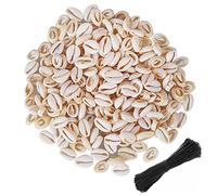 Lot de 150 perles ovales en coquillage de cauri naturel et solide de 1,6 à 1,8 cm avec grand trou pour la fabrication de bijoux, l'ornement des mèches de cheveux et des tresses