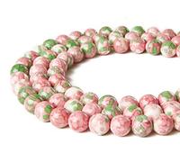 Lot de 150 perles rondes en forme de fleur de pluie verte et rouge de 8 mm pour la fabrication de bijoux