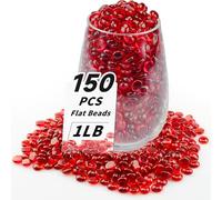 Lot de 150 petites billes en verre plates rouges de 0,5 kg, mini galets ronds plats pour remplissage de vase et fleurs, pierres précieuses décoratives pour la maison et l'aquarium