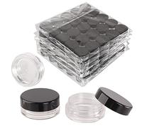 Lot de 150 petits pots vides ronds en plastique transparent de 3 g pour maquillage, baume à lèvres, poudre, échantillons en gros de 2,8 g avec couvercles noirs