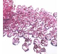 Lot de 150 pierres de glace en acrylique pour décoration de vase, plantes, granulés transparents qui brillent à la lumière, pour aquarium, bijoux, ornements de battant, 11 x 14 mm (rose clair)