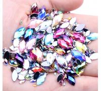 Lot de 150 pierres strass effet AB - En acrylique - À facettes - Dos plat - Forme mixte - Pour bricolage, fête, manucure, maquillage