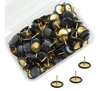 Lot de 150 punaises en métal avec tête ronde noire, punaises décoratives avec boîte en plastique, noir, outils de poussoir, accessoires faciles à insérer, pour tableaux d'affichage