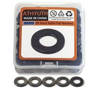 Lot de 150 rondelles M8 en nylon noir, diamètre intérieur de 8 mm, diamètre extérieur de 16 mm, épaisseur 1,5 mm, rondelles rondes en plastique, ensemble de quincaillerie