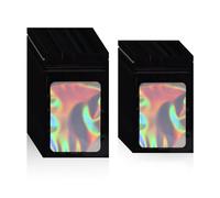 Lot de 150 sachets colorés à fermeture à pression avec fenêtre transparente en aluminium au laser - Sacs d'emballage de bijoux exquis - Convient pour les bonbons, les collations et les slimes