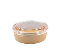 Lot de 150 Saladiers Ronds avec Couvercle 500 ml - Boîte à Salade en Papier, Boite Alimentaire Jetable, Barquette Alimentaire Jetable - Bol à Salade en Papier Dur