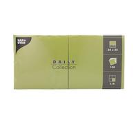 Lot de 150 serviettes « Daily Collection » - Pliées en 4-32 x 32 cm - Vert olive