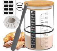 Lot de 150 verres à levain - 900 ml - Haute résistance à la température - Avec ruban de marquage - Papier thermomètre pour la conservation des aliments - Fermentation
