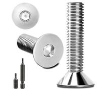 Lot de 150 vis à tête fraisée en acier inoxydable M4 x 20 mm à six pans creux M4 en acier inoxydable Vis à tête fraisée DIN 7991/ISO 10642 avec 2 têtes de vis hexagonales (argenté)