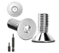 Lot de 150 vis à tête fraisée en acier inoxydable M4 x 8 mm à six pans creux M4 en acier inoxydable Vis à tête fraisée DIN 7991/ISO 10642 avec 2 têtes de vis hexagonales (argenté)