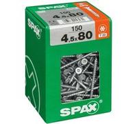 Spax Vis universelle, 4,5 x 80 mm, 150 unités, Filetage partiel, Tête fraisée, T-STAR plus T20, 4CUT, WIROX - 4191010450806