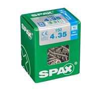 Spax Vis acier inoxydable, 4 x 35 mm, 150 unités, Filetage partiel, Tête fraisée, T-STAR plus T20, 4CUT, Acier inoxydable inoxydable A2 - 4197000400357
