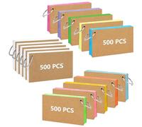 Lot de 1500 cartes d'index colorées en vrac, 7,6 x 12,7 cm, cartes d'index avec anneaux, cartes flash colorées, cartes de notes pastel, pour étudier, apprendre, école, bureau, université, salle de