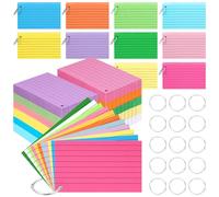 Lot de 1500 cartes d'index en vrac, cartes d'index avec anneaux, cartes lignées de 7,6 x 12,7 cm, cartes lignées pastel lourdes, pour étudier, apprendre, école, bureau, université, salle de classe
