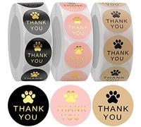 Lot de 1500 étiquettes autocollantes rondes en kraft avec empreintes de pattes de chien pour expédition, sacs, boîtes, étiquettes, cartes de vœux, cadeaux pour sceller et décorer, 3 rouleaux