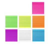 Lot de 1500 feuilles de papier de note adhésif coloré de 7,6 x 7,6 cm en PET ligné pour écrire, journal, fournitures de bureau