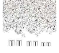 Lot de 1500 perles à sertir en argent - Tube en laiton - Pour la fabrication de bijoux et accessoires - 1,5 mm/2 mm/2,5 mm