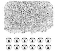 Lot de 1500 petites perles d'espacement rondes en métal argenté de 2 mm pour la fabrication de bijoux, perles en acier inoxydable avec trou pour bracelet, collier, décoration DIY