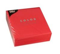 Lot de 1500 serviettes en papier 3 couches pliage 1/4 - 33 x 33 cm - Rouge