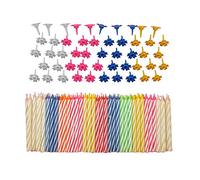 Lot de 152 bougies d'anniversaire décoratives avec supports faciles à utiliser - Flammes d'ange avec bougies colorées pour gâteau d'anniversaire - Multicolore