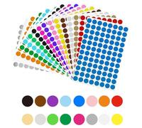 Lot de 1536 pastilles adhésives rondes de 15 mm - 16 couleurs - Code couleur - Pour bureau, école, calendrier, cartes