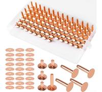 Lot de 154 rivets en cuivre massif pour bricolage du cuir, fixations vintage en laiton avec rondelles en tailles 12 x 7 x 4 mm et 12 x 4 x 19 mm pour réparation de bagages