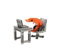 Lot de 155 mini blocs de construction en forme de crevettes avec bureau et chaise, décoration de bureau pour bureau et décoration d'intérieur