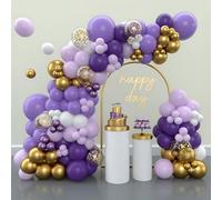Lot de 156 ballons pour anniversaire 15 ans avec ballons violets, lavande, dorés et blancs, décoration de mariage, décoration d'anniversaire pour femme, décoration de fête prénatale, fille, baptême et
