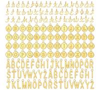Lot de 156 breloques en forme de lettre de l'alphabet ABC pour bracelets, breloques majuscules de A à Z en métal avec 200 anneaux ouverts pour loisirs créatifs, fabrication de bijoux, 3 styles