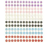 Lot de 156 pendentifs ronds colorés en forme de lettres de A à Z - Pour la fabrication de bijoux, bracelets, boucles d'oreilles, colliers et cadeaux
