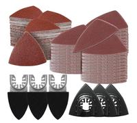 Lot de 156 plaques abrasives multi-outils pour ponceuse Delta, support de ponçage à 3 doigts et 3 disques abrasifs triangulaires, 150 feuilles de papier abrasif, avec grain 60/80/120/180/240