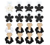 Lot de 16 accessoires de fête JGA - Élastiques à cheveux Team Bride - Pinces à cheveux pour femme - Avec 8 élastiques à cheveux de mariée + 8 pinces à cheveux en forme de fleurs - Accessoires de