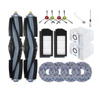 Lot de 16 accessoires pour Ecovacs Deebot X1 Omni et Turbo - Comprend 2 brosses principales, 2 filtres HEPA, 2 sacs à poussière, 4 brosses latérales, 4 tampons de serpillère, une brosse de nettoyage