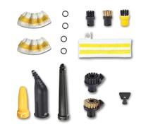 Lot de 16 Accessoires pour Nettoyeur Vapeur Karcher Easyfix SC1 SC2 SC3 SC4 SC5 Kit de Brosses Rondes Buse Embouchure Pièces de rechange Nettoyage Sols, Vitres, Carrelage