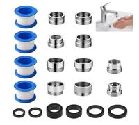 Lot de 16 Adaptateur Robinet avec Joints, Adaptateur Universel Filetage Intérieur/Extérieur, Double Mamelon Tuyau Arrosage, Convient Évier Cuisine Jardin, Laiton Robuste, Sans Outil