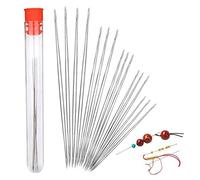 Lot de 16 aiguilles à perles Big Eye, aiguilles à coudre en acier inoxydable, grande aiguille à broder pliable avec bouteille d'aiguille (5 tailles)