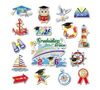 Lot de 16 aimants de porte de croisière pour remise de diplôme - Décorations imperméables pour réfrigérateur - Autocollants commémoratifs pour diplômés 2026 - Décalcomanies magnétiques pour salle de