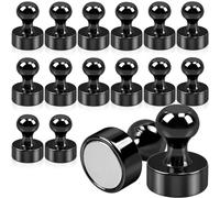 Lot de 16 aimants en néodyme - Noir - 12 x 16 mm - Pour tableau magnétique, réfrigérateur, forte adhérence - Mini pour tableau blanc